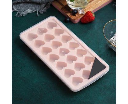 Ice Mold Portable Easy Clean Silicone Anti-slip Heart-shaped 21 Grids Ice Cube Mould for Home-Pink V1263-JX-360