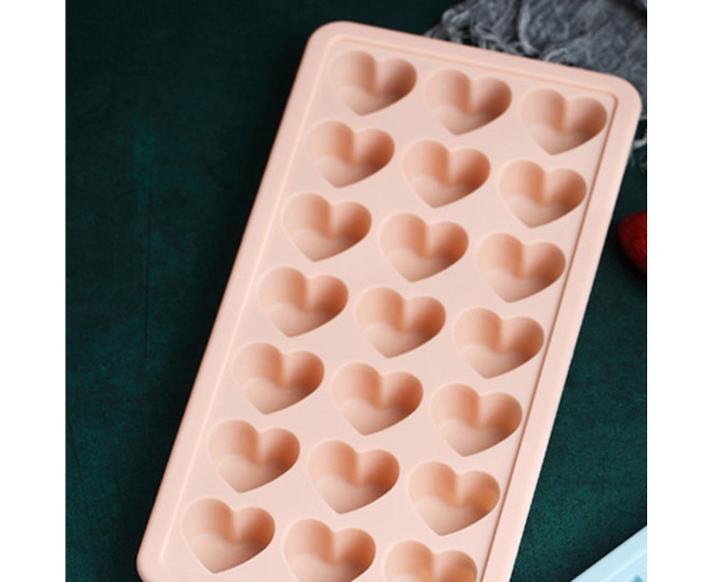 Ice Mold Portable Easy Clean Silicone Anti-slip Heart-shaped 21 Grids Ice Cube Mould for Home-Pink V1263-JX-360