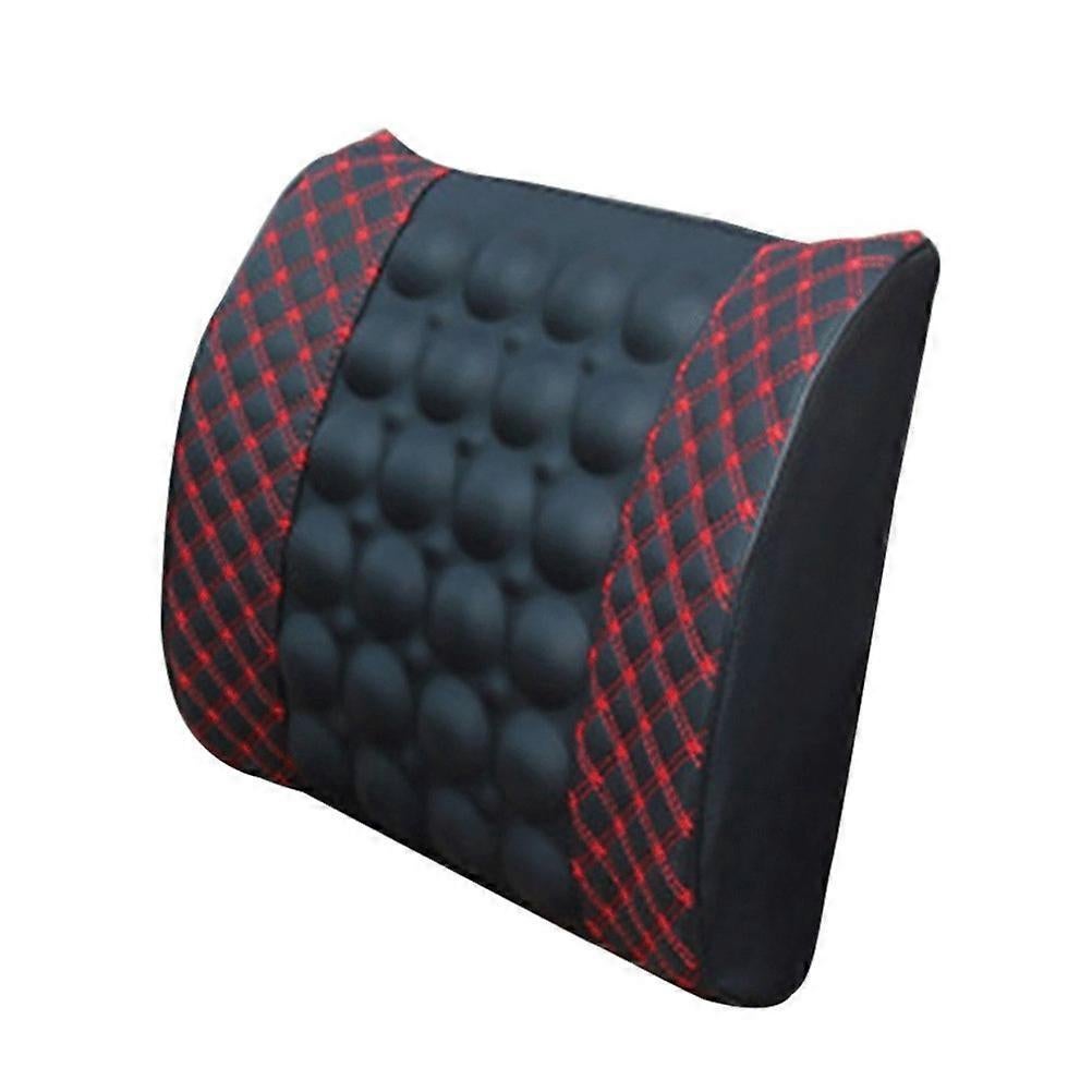 Electric Massage Lumbar Cushion - DC12V Waist Support Pad (Black & Red) V1263-JX-3602