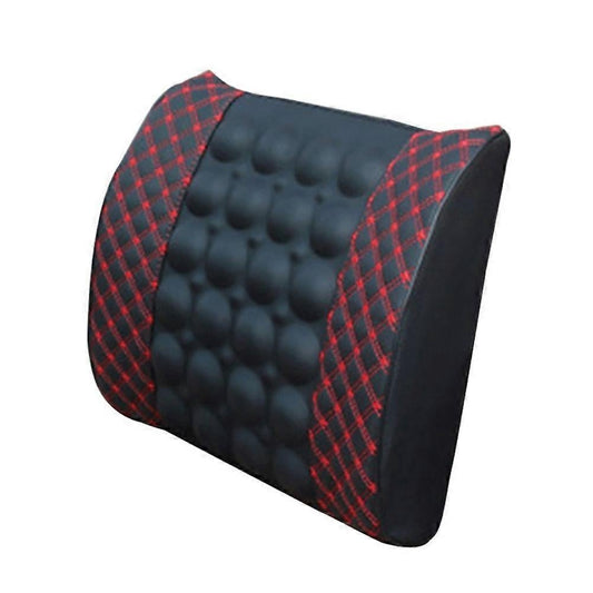 Electric Massage Lumbar Cushion - DC12V Waist Support Pad (Black & Red) V1263-JX-3602