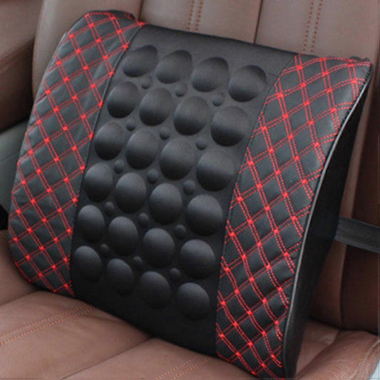 Electric Massage Lumbar Cushion - DC12V Waist Support Pad (Black & Red) V1263-JX-3602