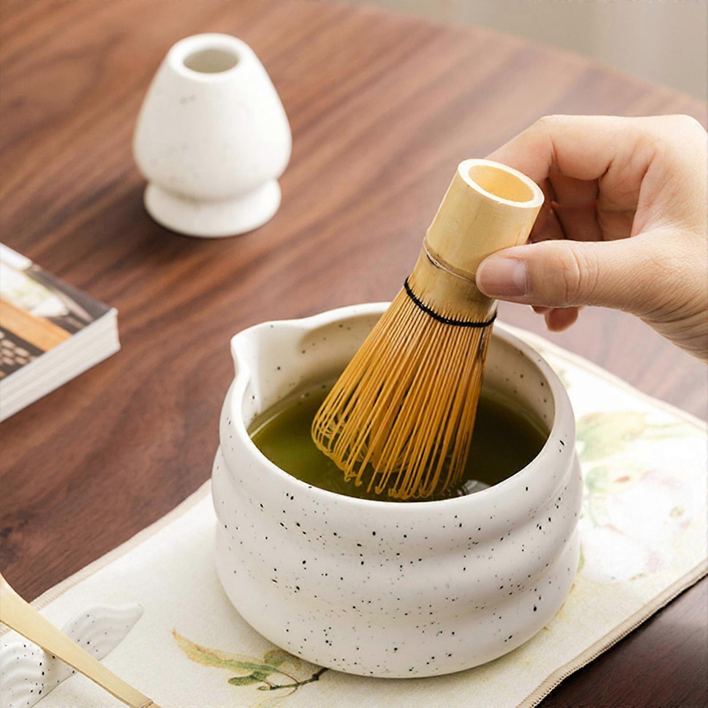 4pcs Matcha Whisk Set - Bamboo Whisk, Holder, Tea Making Tools for Matcha Lovers V1263-JX-3606