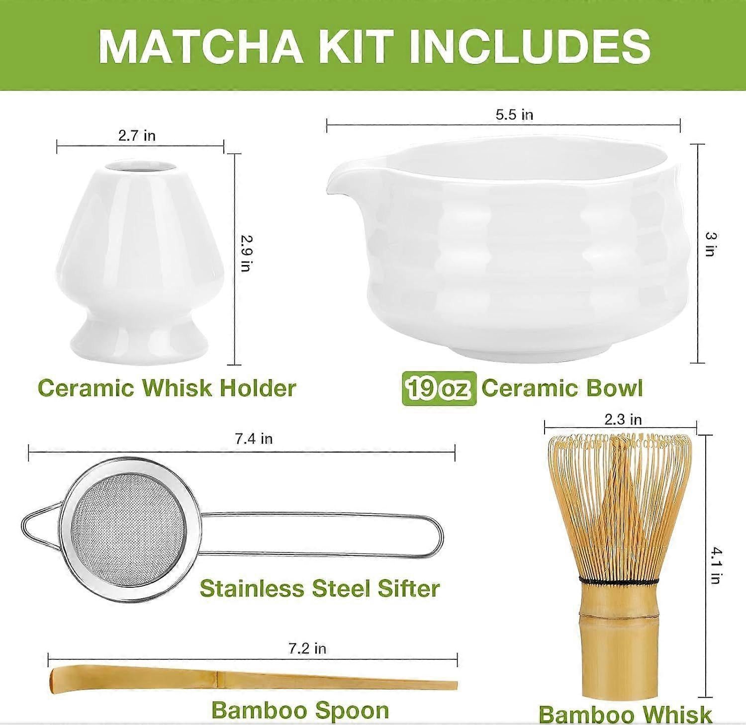 Matcha Whisk Set (5pcs) - Bowl, Bamboo Whisk, Scoop & Holder V1263-JX-3616