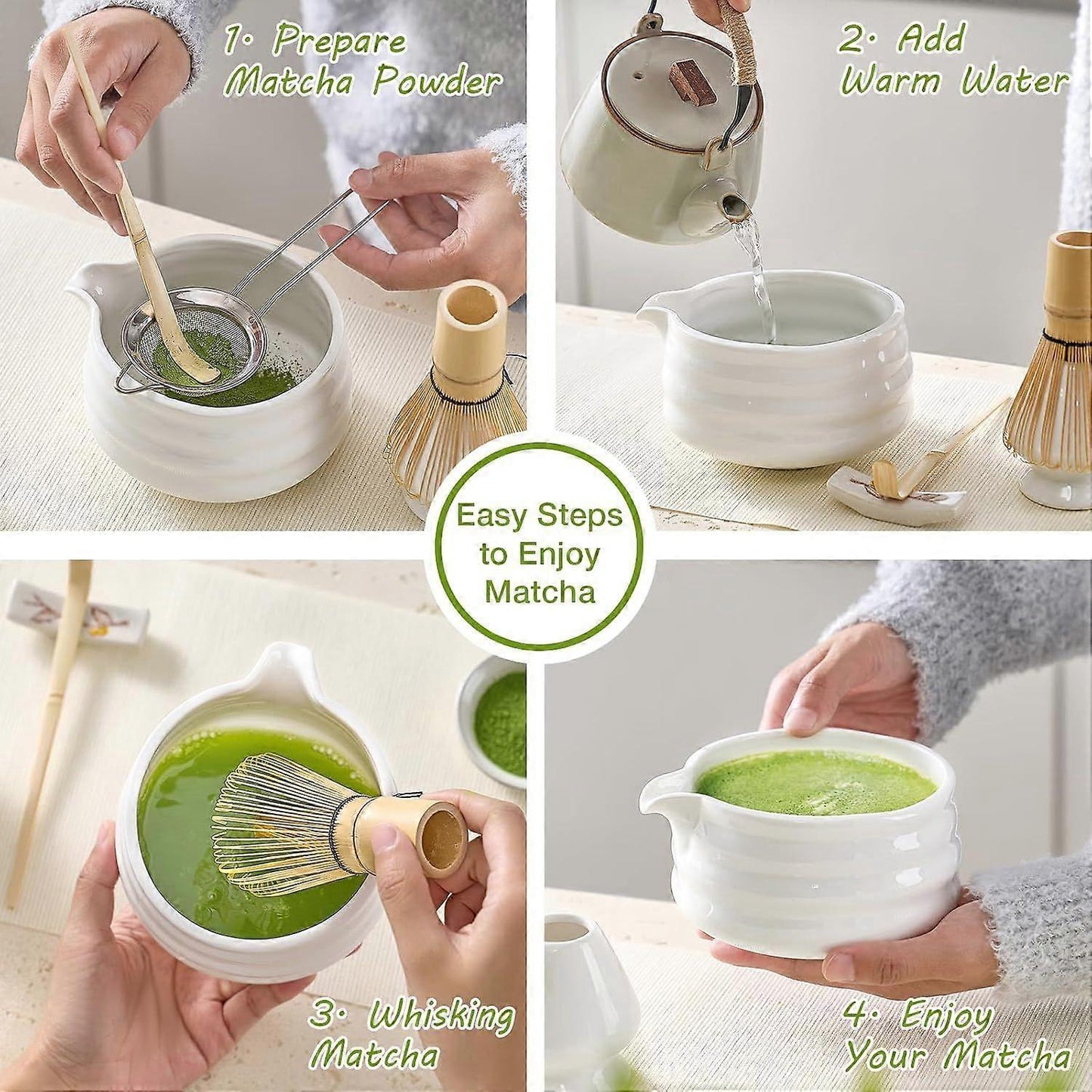 Matcha Whisk Set (5pcs) - Bowl, Bamboo Whisk, Scoop & Holder V1263-JX-3616