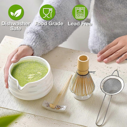 Matcha Whisk Set (5pcs) - Bowl, Bamboo Whisk, Scoop & Holder V1263-JX-3616