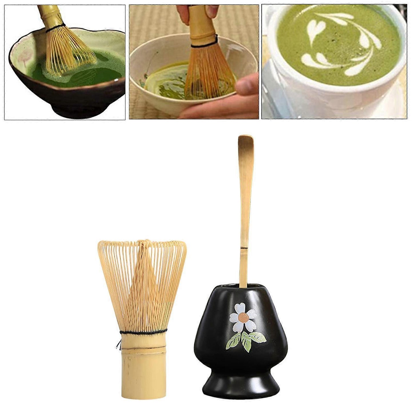 Matcha Whisk Ceremony Set (3pcs) - Whisk, Scoop, Tea Spoon & Bowl V1263-JX-3618