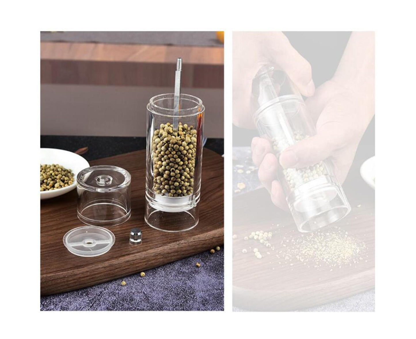 Refillable Pepper Grinder Adjustable Acrylic Minimalist Design Spices Mill Household Supplies-M V1263-JX-362