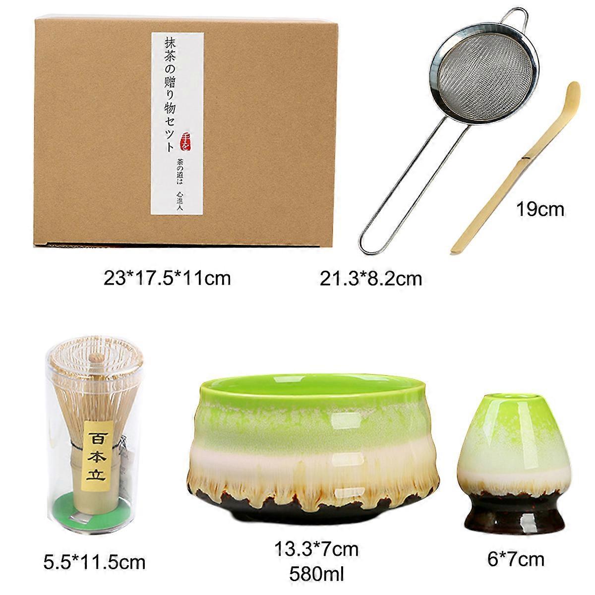 Matcha Kit (5pcs) - Bowl with Spout, Bamboo Whisk, Scoop, Holder, Stainless Sifter V1263-JX-3621