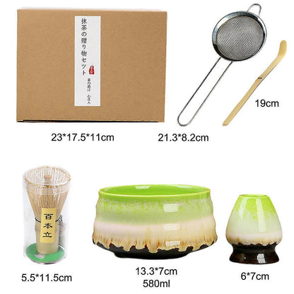 Matcha Kit (5pcs) - Bowl with Spout, Bamboo Whisk, Scoop, Holder, Stainless Sifter V1263-JX-3621