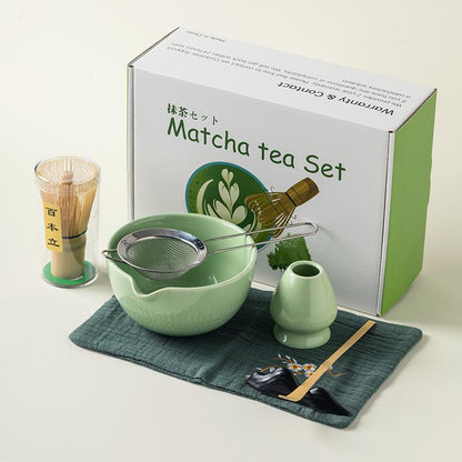6pcs Matcha Whisk Set - Traditional Bowl, Teaspoon, Portable Sifter V1263-JX-3622