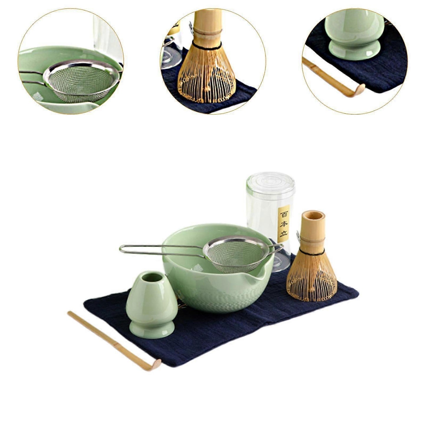 6pcs Matcha Whisk Set - Traditional Bowl, Teaspoon, Portable Sifter V1263-JX-3622