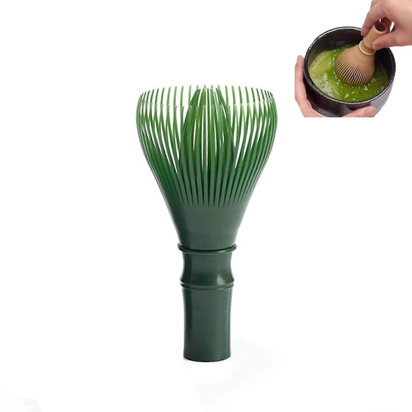 Silicone Matcha Whisk - Green Resin Chasen Brush for Matcha Tea Ceremony, 10cm V1263-JX-3634