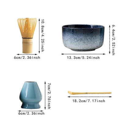 4pcs Matcha Ceremony Set - Bamboo Whisk, Traditional Utensils Kit for Gift/Home V1263-JX-3635