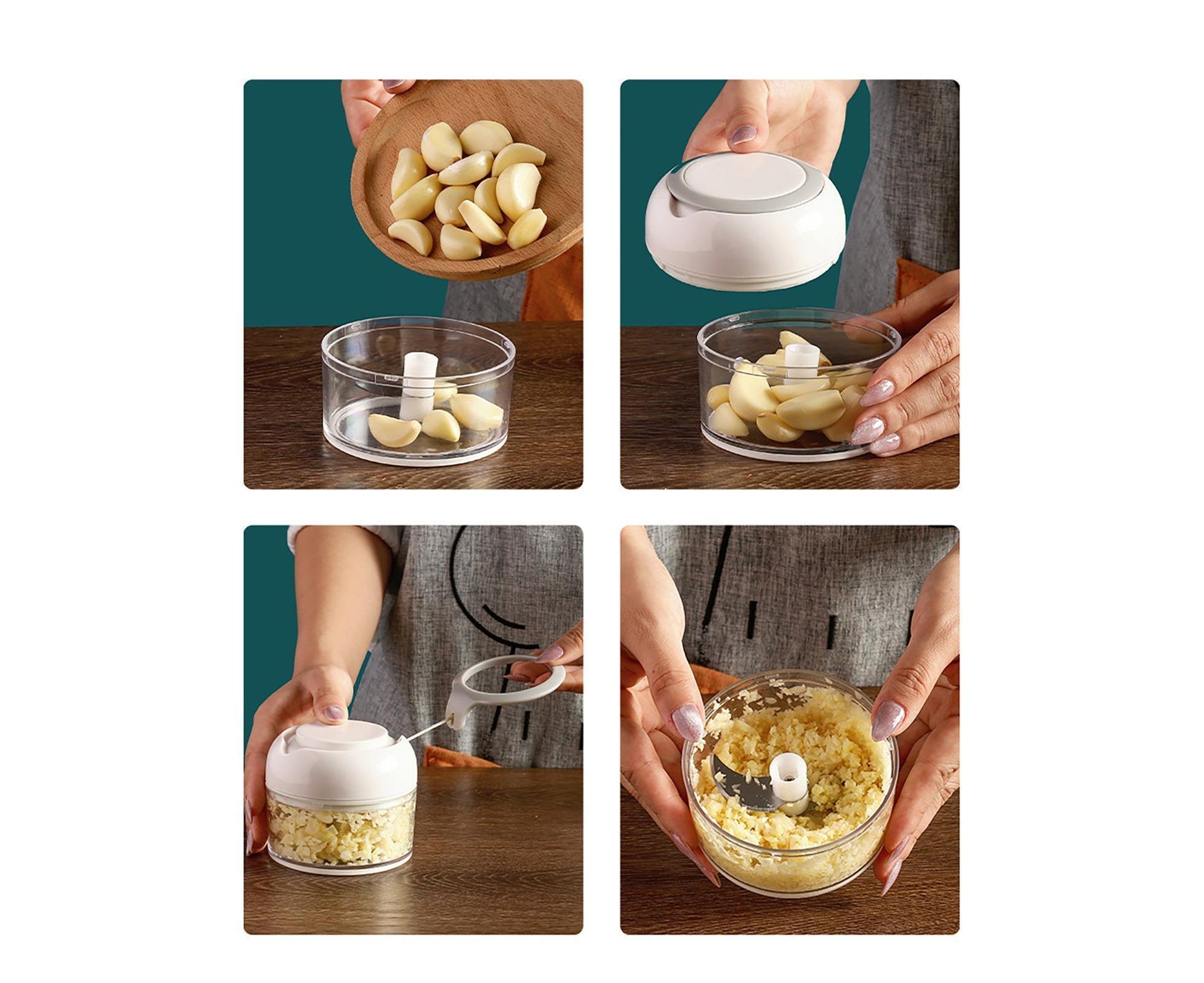 Effective Garlic Blender Multi-use PP Practical Food Grade Materials Garlic Chopper for Home-White V1263-JX-364