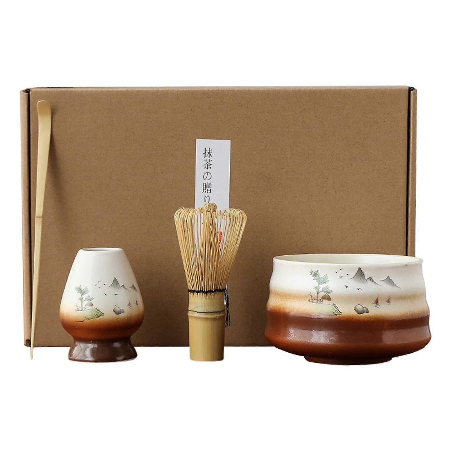 Tea Spoon, Tea Whisk, and Whisk Holder Set - Kitchen and Tea Room Utensils V1263-JX-3643