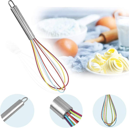 Professional Silicone Whisk Set - 3pcs Stainless Steel Handle Hand Whisk for Kitchen V1263-JX-3645