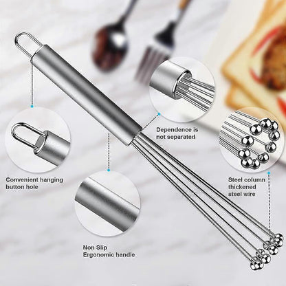 2pcs Stainless Steel Ball Whisk Set - Hand Whisks for Cooking and Mixing V1263-JX-3647