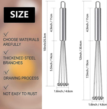 2pcs Stainless Steel Ball Whisk Set - Hand Whisks for Cooking and Mixing V1263-JX-3647