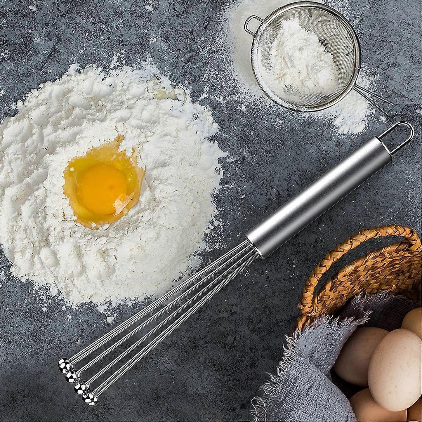 2pcs Stainless Steel Ball Whisk Set - Hand Whisks for Cooking and Mixing V1263-JX-3647