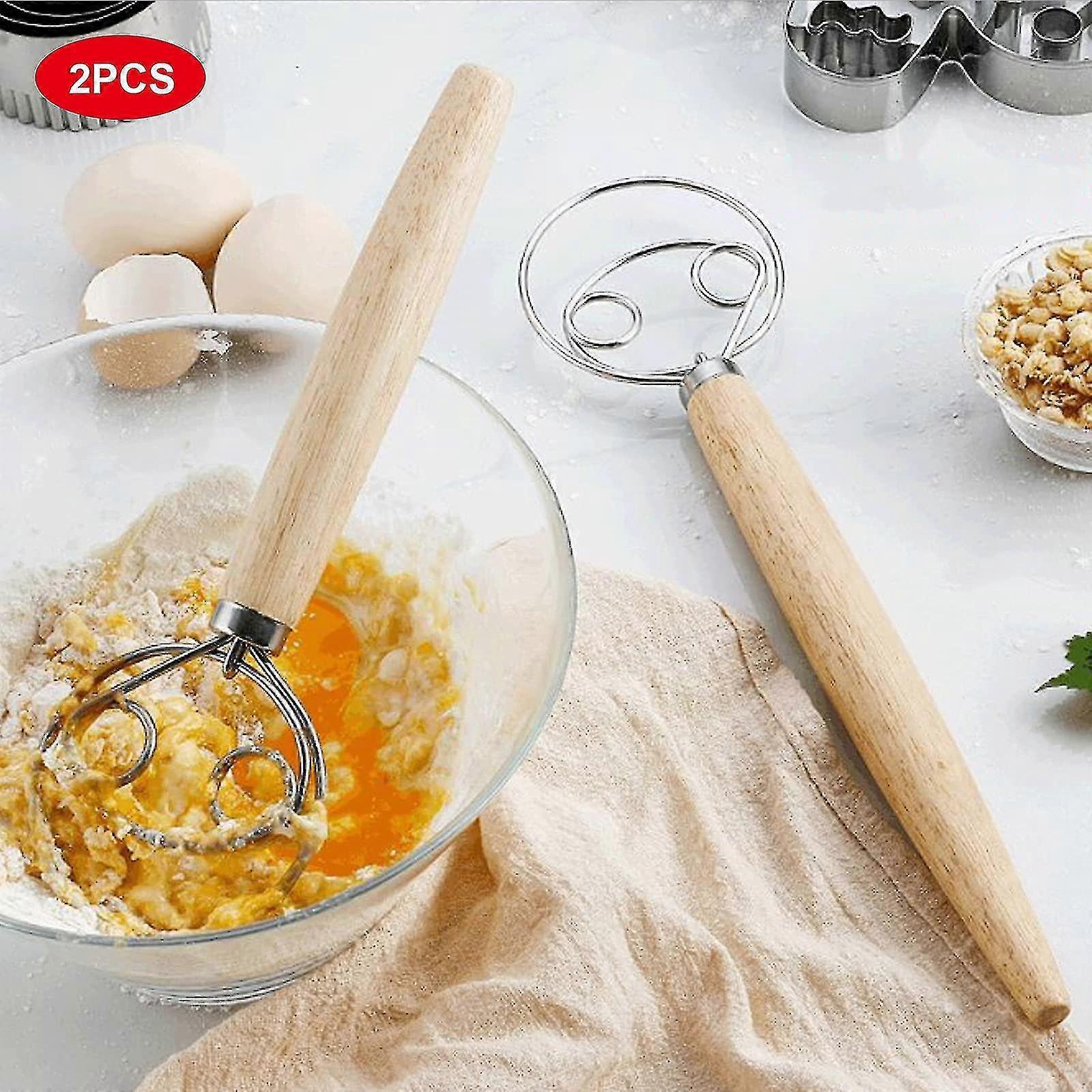 Set of 2 Bread Dough Whisks - Danish Dough Mixer Hand Stirrer V1263-JX-3650