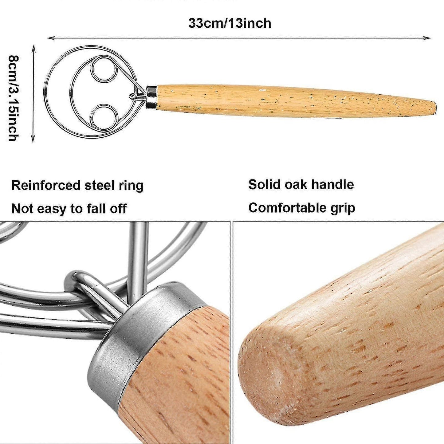 Set of 2 Bread Dough Whisks - Danish Dough Mixer Hand Stirrer V1263-JX-3650