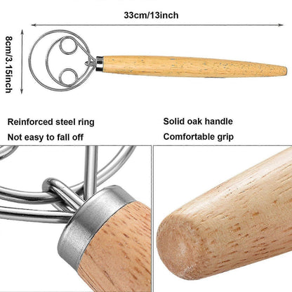 Set of 2 Bread Dough Whisks - Danish Dough Mixer Hand Stirrer V1263-JX-3650