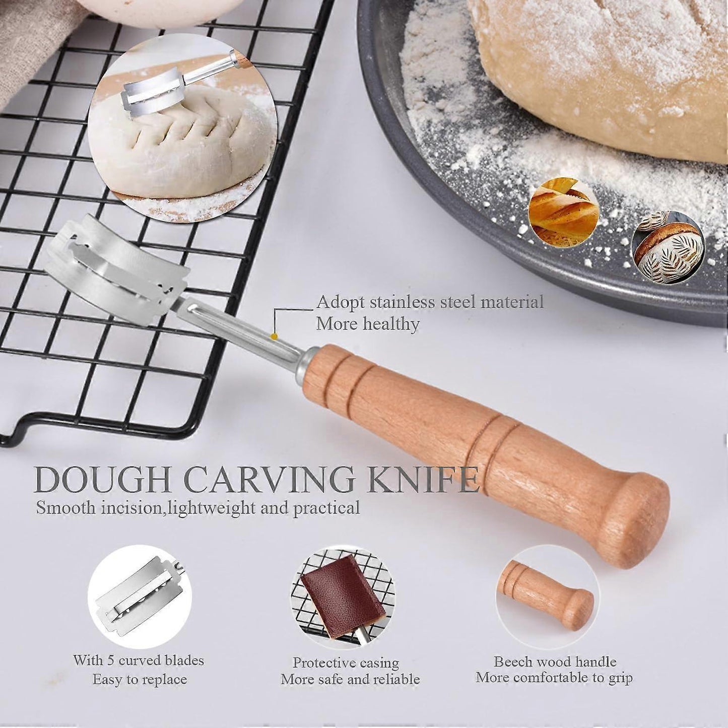 Dough Whisk Set of 3 - Handcrafted Dough Mixing Tools V1263-JX-3651