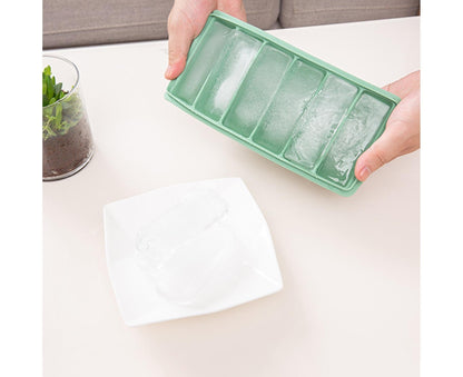 Ice Tray Stretchy 6 Cavities Silicone Low Temperature Resistance Ice Cube Mold Kitchen -Cyan V1263-JX-366