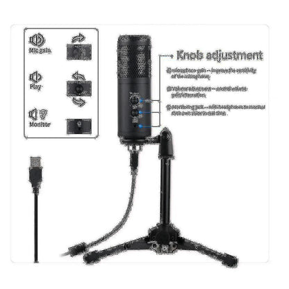 Professional USB Condenser Microphone - Studio Grade Recording Mic V1263-JX-3662