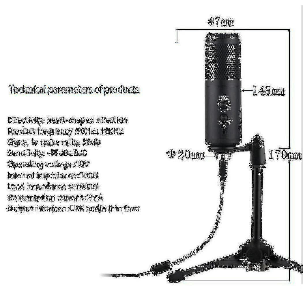 Professional USB Condenser Microphone - Studio Grade Recording Mic V1263-JX-3662