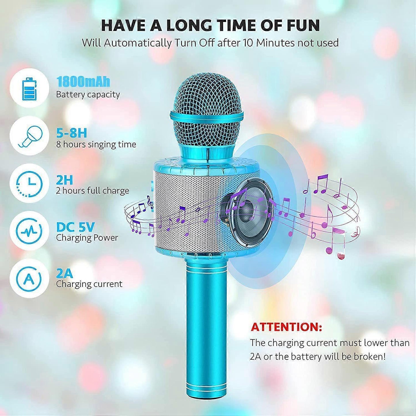 Portable Wireless Handheld Karaoke Microphone - babies Microphone V1263-JX-3663