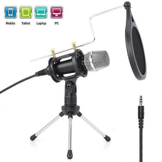 Metal Condenser Microphone Set - PC/Laptop Studio Recording Microphone Kit V1263-JX-3664