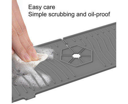 Sink Faucet Mat Silicone Splash-proof Drain Pad-Grey M V1263-JX-367