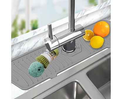 Sink Faucet Mat Silicone Splash-proof Drain Pad-Grey M V1263-JX-367