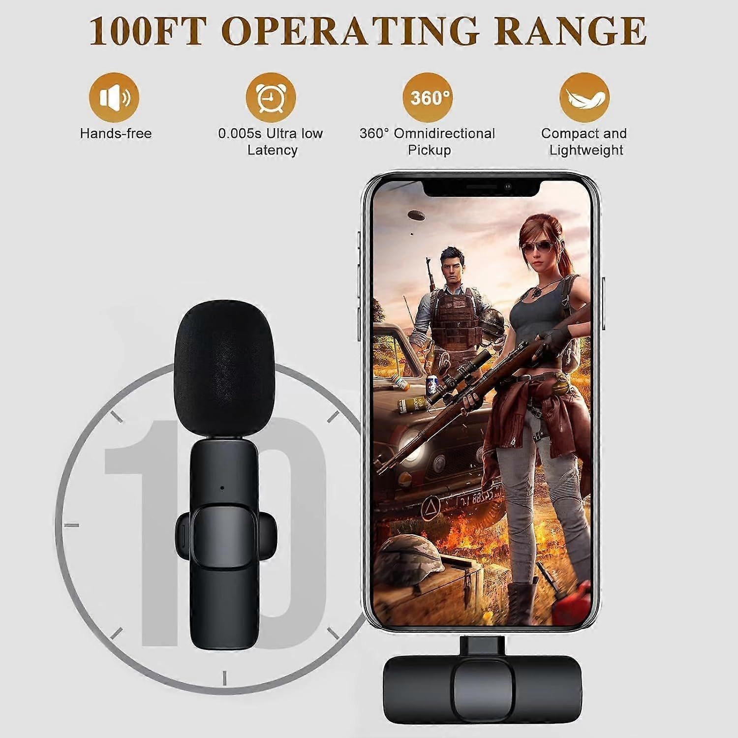 K8 Wireless Lavalier Microphone - Clip-on Mini Mic for Streaming or Interviews V1263-JX-3673