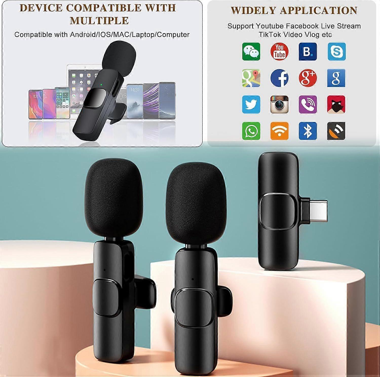 K8 Wireless Lavalier Microphone - Clip-on Mini Mic for Streaming or Interviews V1263-JX-3673