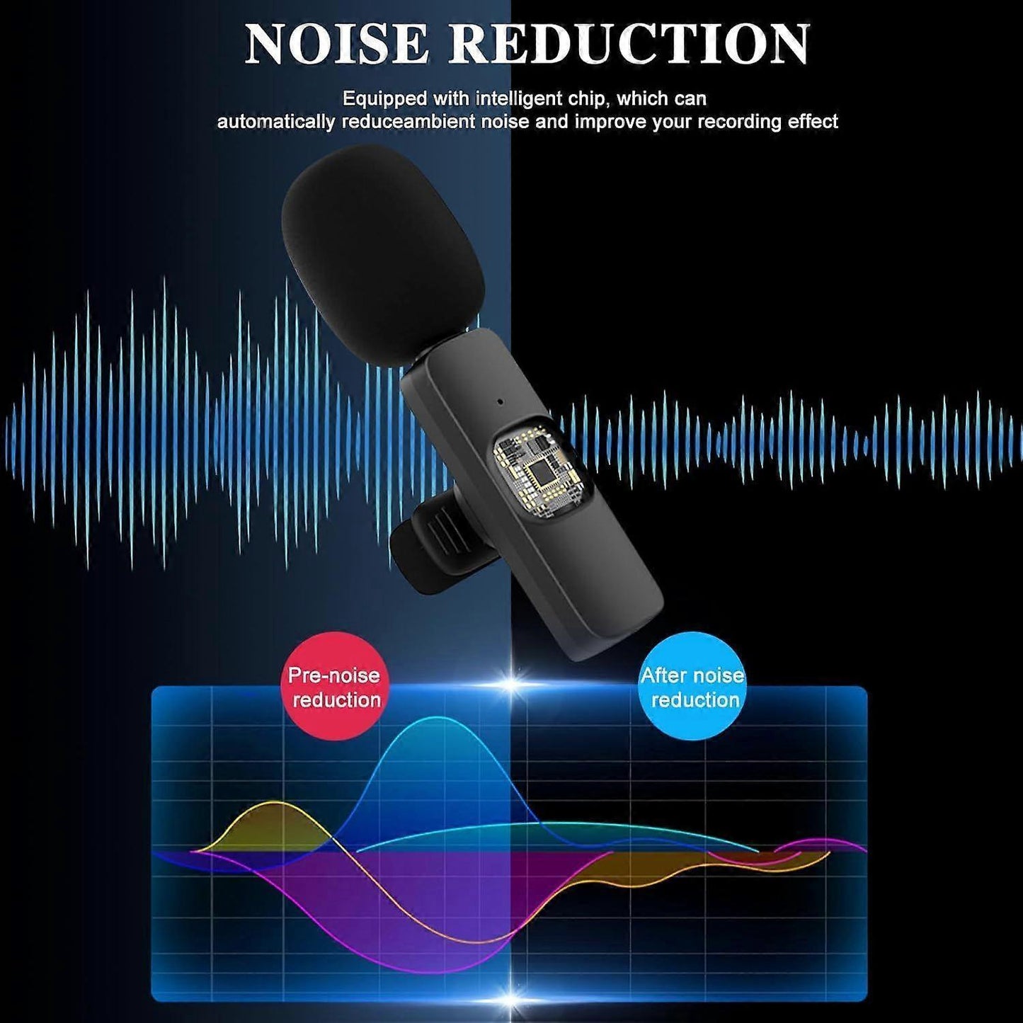 K8 Wireless Lavalier Microphone - Clip-on Mini Mic for Streaming or Interviews V1263-JX-3673