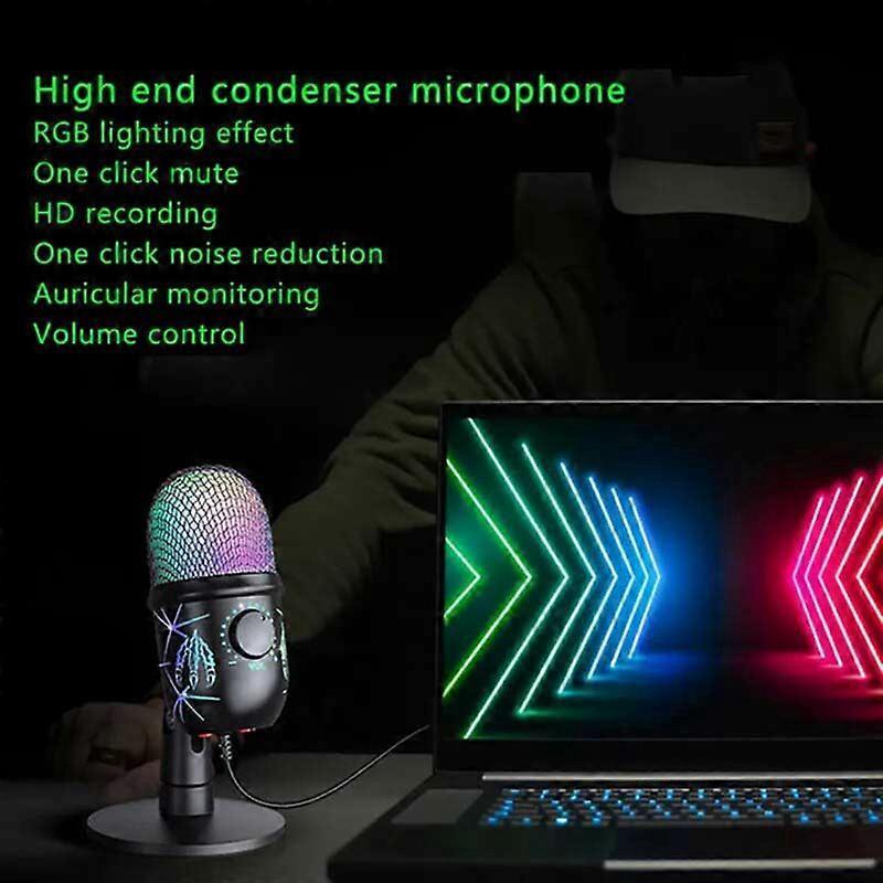 RGB USB Condenser Microphone - Gaming Laptop Recording Microphone V1263-JX-3674