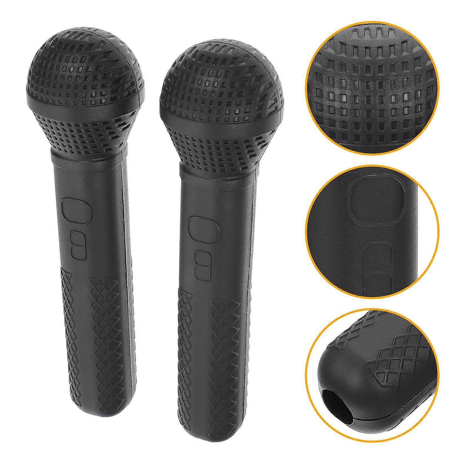 2pcs Plastic Fake Microphone - Pretend Play Handheld Mic and Headset Microphone Set V1263-JX-3679