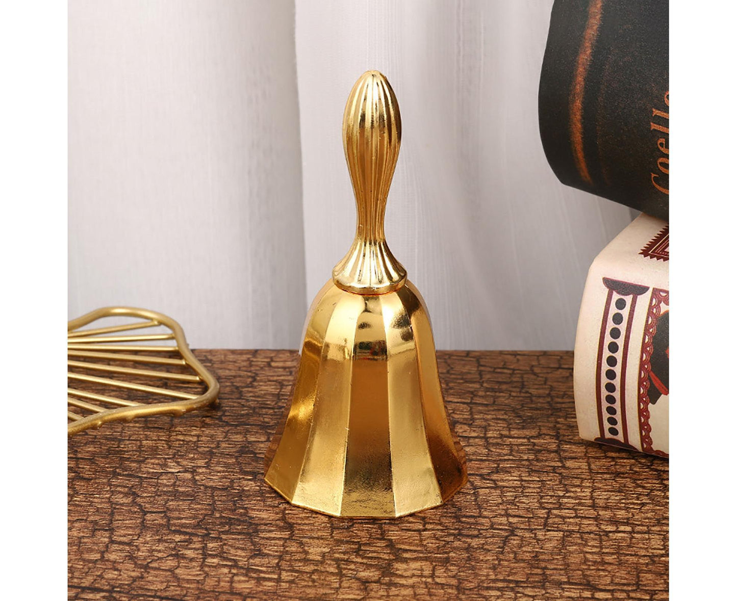 Portable Call Bell Widely Use Zinc Alloy Solid Decorative Dinner Handbell for Home-Golden V1263-JX-369