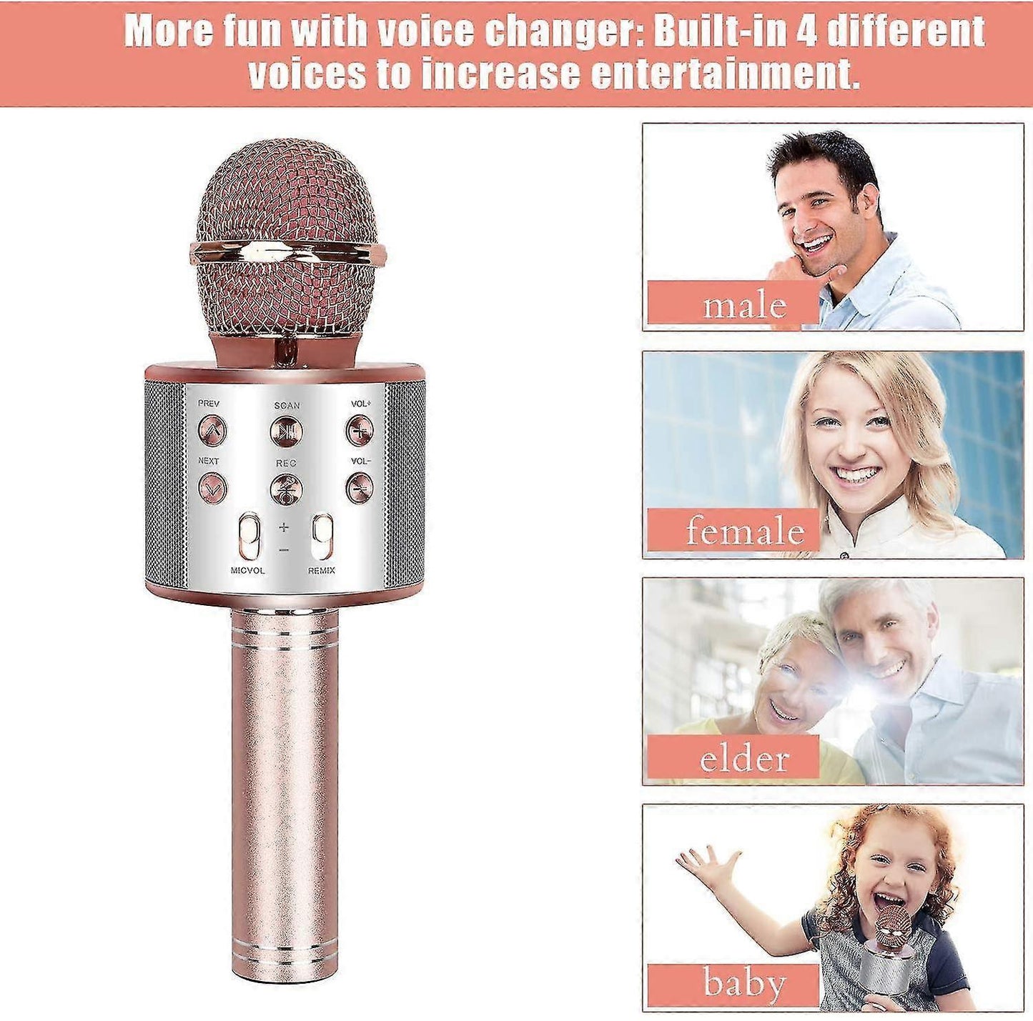 Bluetooth Karaoke Microphone - Mobile Phone Wireless Mic for Singing V1263-JX-3694