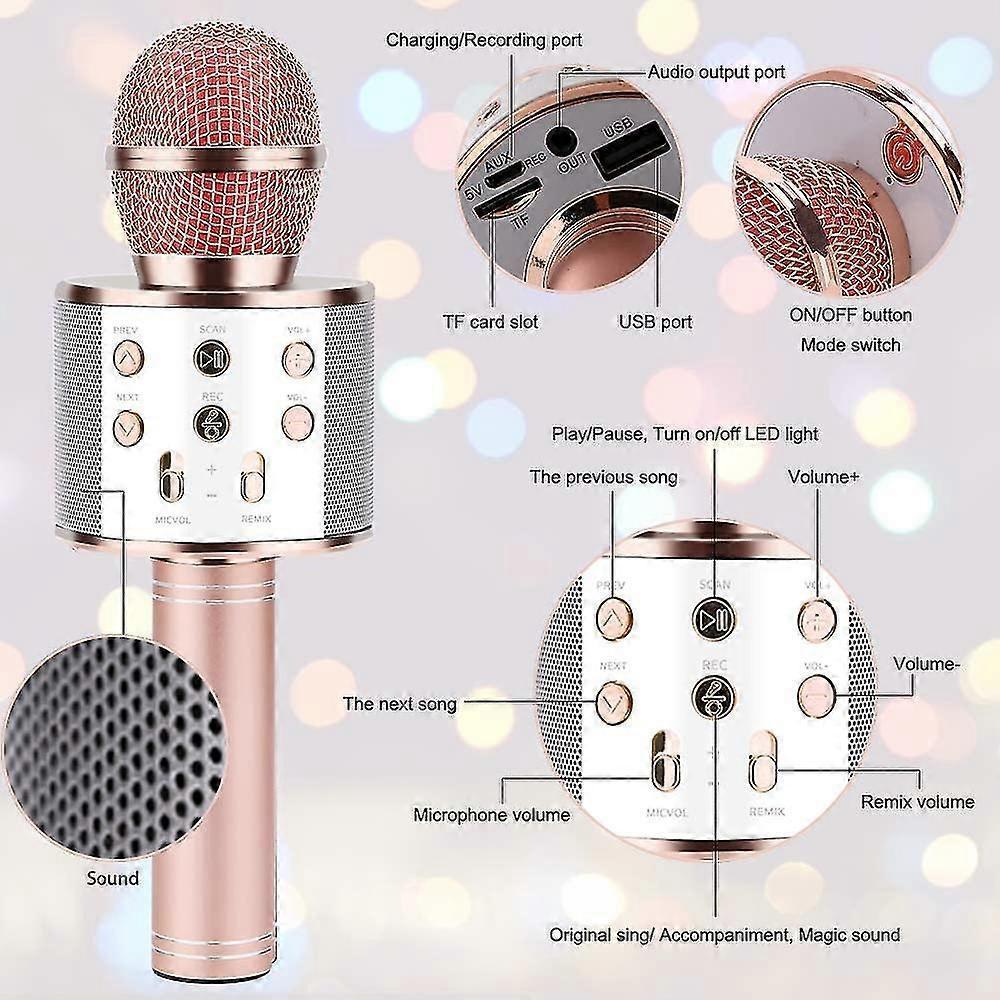 Bluetooth Karaoke Microphone - Mobile Phone Wireless Mic for Singing V1263-JX-3694