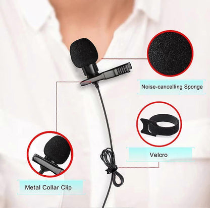 Type-C Lavalier Microphone - Clip-on Mic with Monitoring Interface for Phone V1263-JX-3695