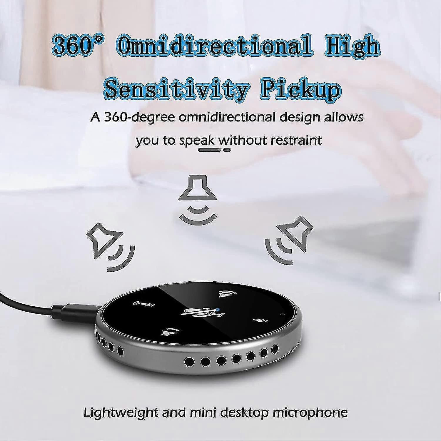 USB Conference Microphone - Omnidirectional Speakerphone for Meetings V1263-JX-3700