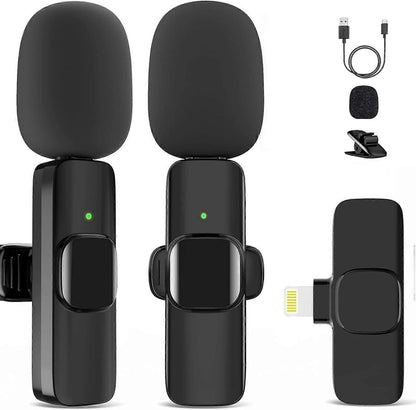 2-Pack Wireless Lavalier Microphones - Clip-on Mini Mics for iPhone Recording V1263-JX-3705