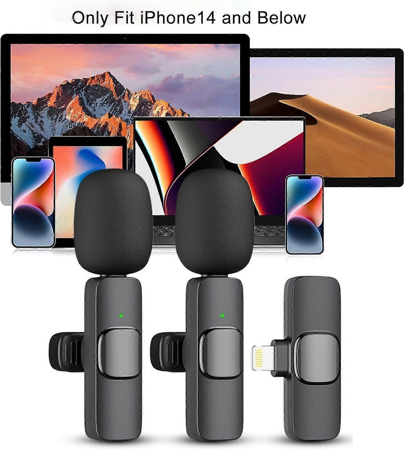2-Pack Wireless Lavalier Microphones - Clip-on Mini Mics for iPhone Recording V1263-JX-3705