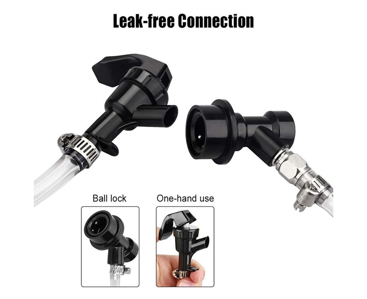 3/16 Inch Beer Line Liquid Ball Lock Assembly Kit for Home Brew Dispensing Keg-Black V1263-JX-371