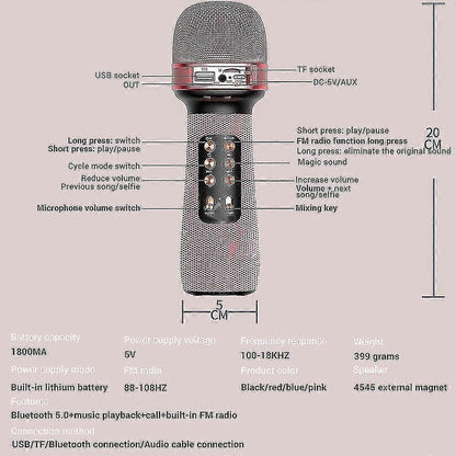 Wireless babies Microphone - Handheld Mic with Built-in Speaker V1263-JX-3711