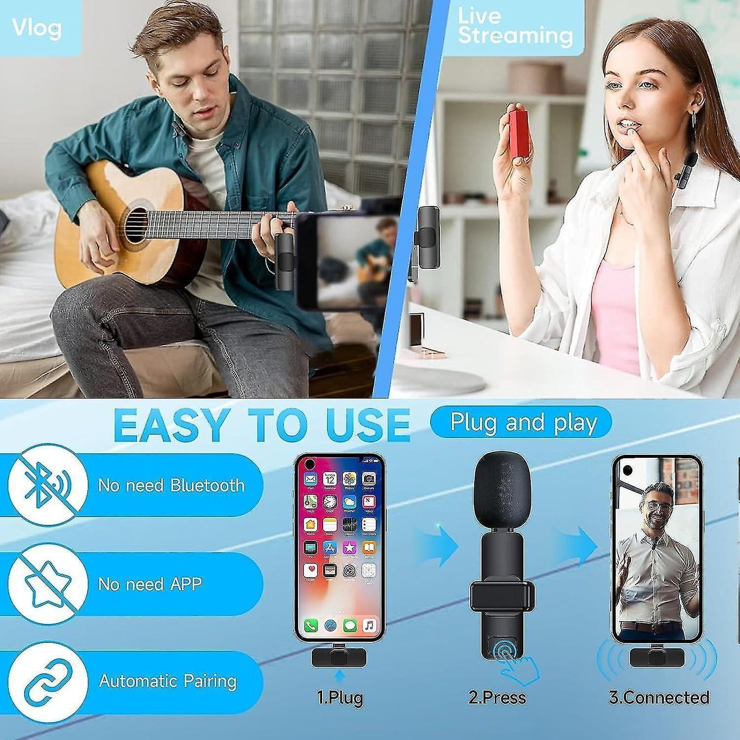 Mini Wireless Microphone - Mic for Android, Laptop, Type-C Devices V1263-JX-3712