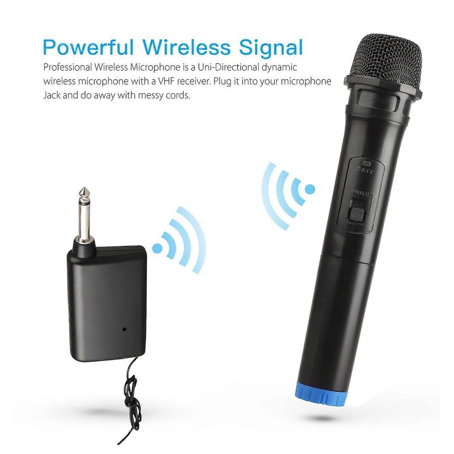 Wireless Bluetooth Karaoke Microphone - Handheld Mic with Receiver System V1263-JX-3713